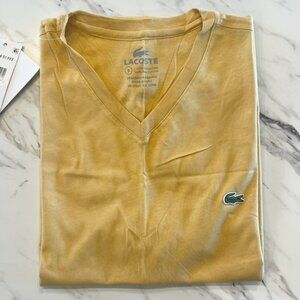 NWT Lacoste Mens XSmall 3/XS V-Neck Pima Cotton Jersey T-Shirt Short Sleeve Gold